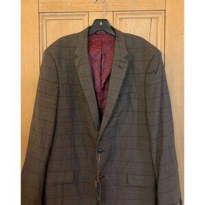 Ben Sherman Mens Bexley Plaid Check Autumn Blazer Jacket Size 46L Brown FA NWT